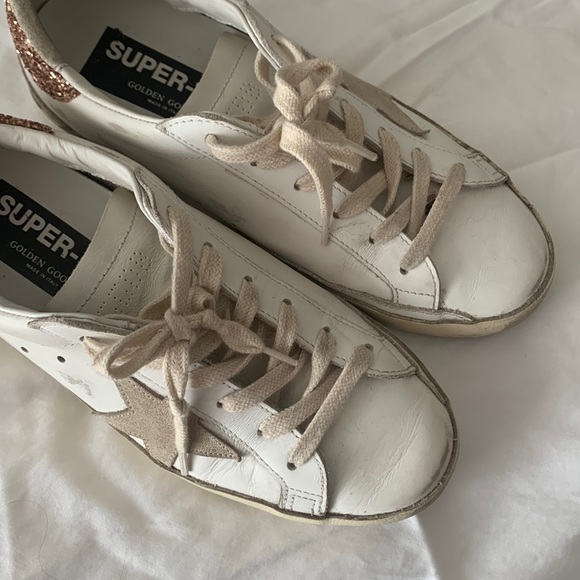 Golden Goose Super-Star Sneakers with Pink Glitter Heel - Picture 1 of 7